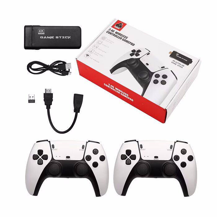 4K Ultra HD Game Stick + 2 x Wireless Controllers Gamepad Set