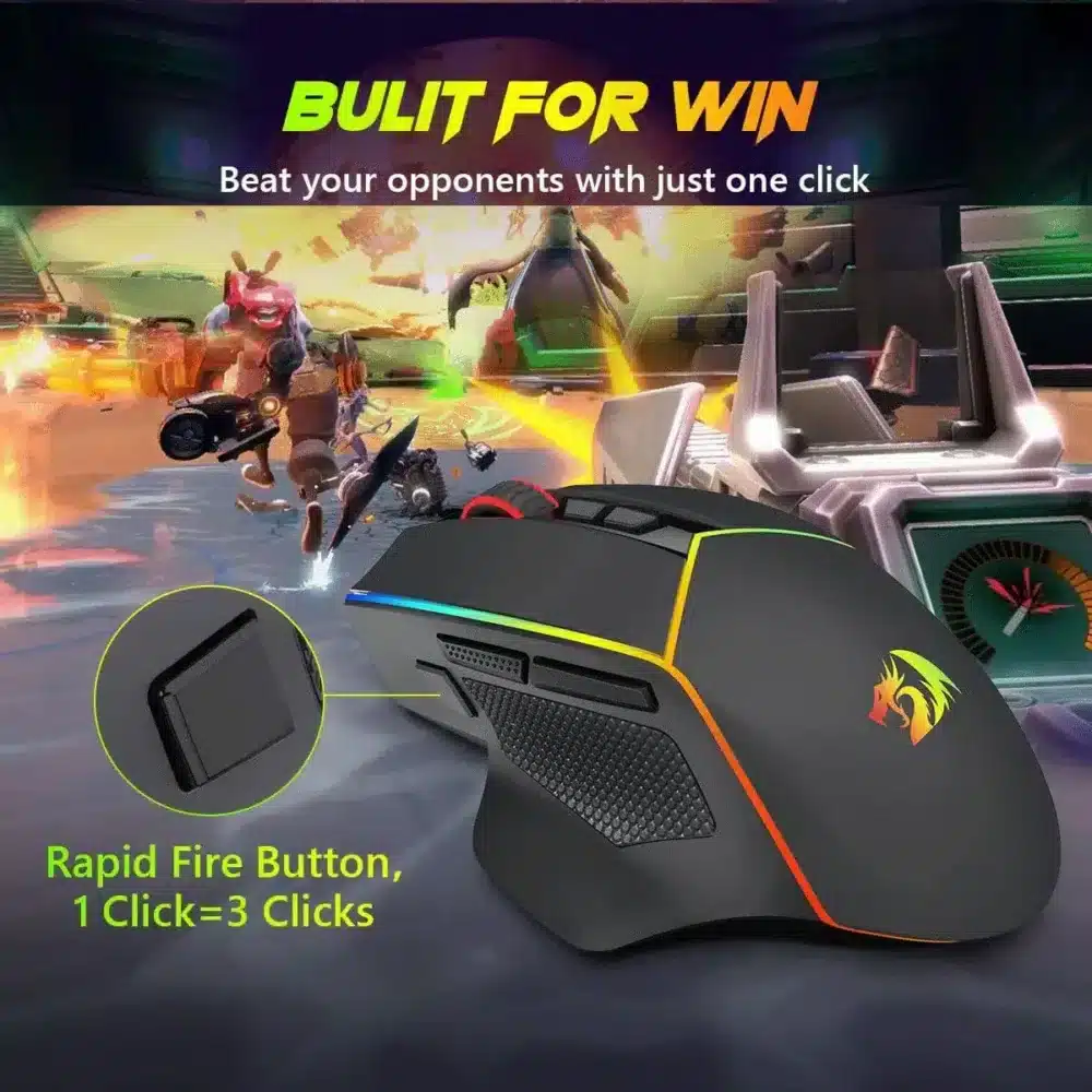 ⁦Redragon AXE PRO M814RGB 3 modes connections gaming mouse⁩ - الصورة ⁦3⁩