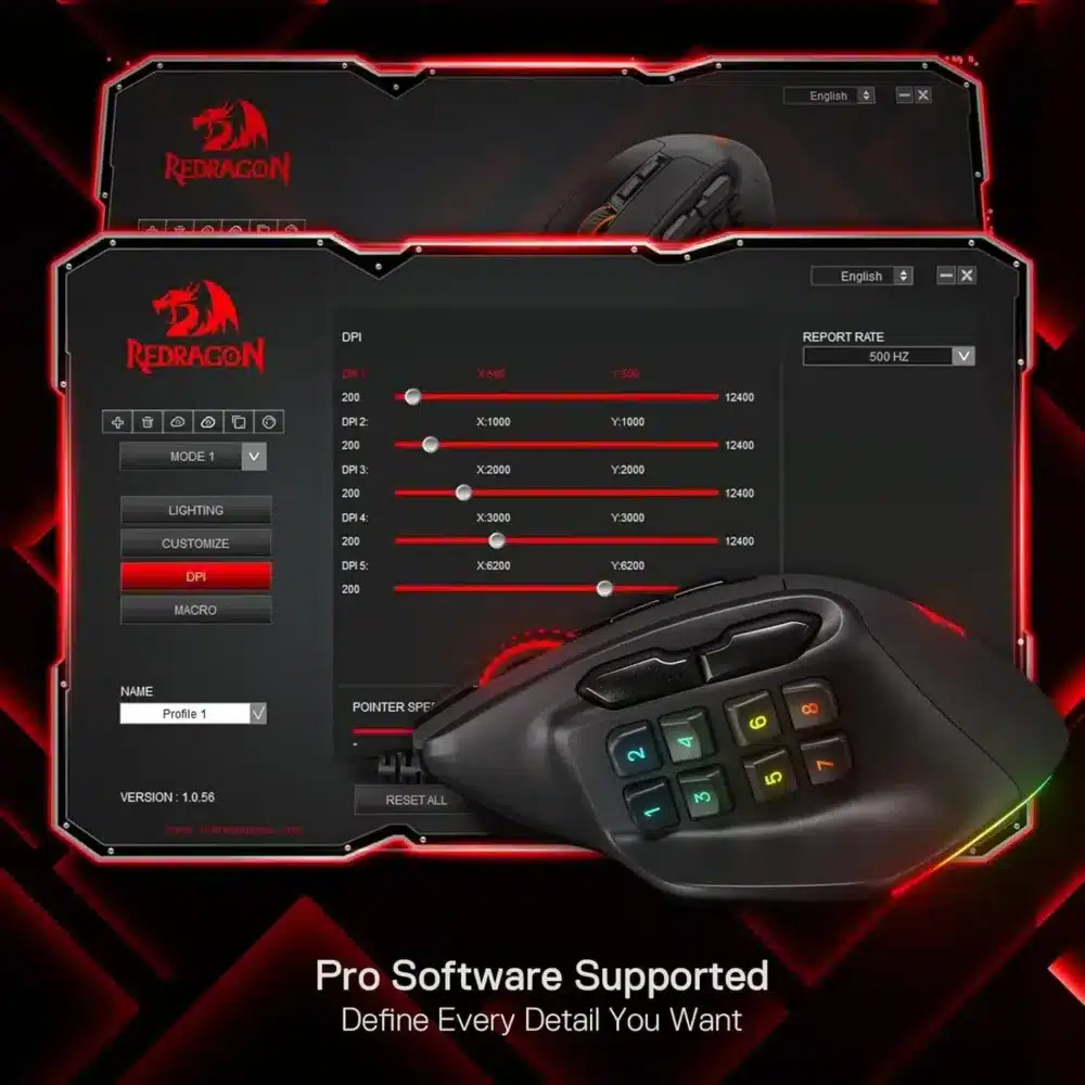 ⁦Redragon M811 Aatrox MMO Gaming Mouse⁩ - الصورة ⁦7⁩