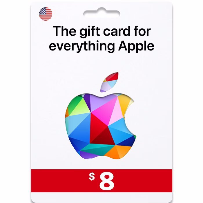 بطاقة شحن آبل ستور & آيتونز 8$ (Apple Store & iTunes Gift Card)