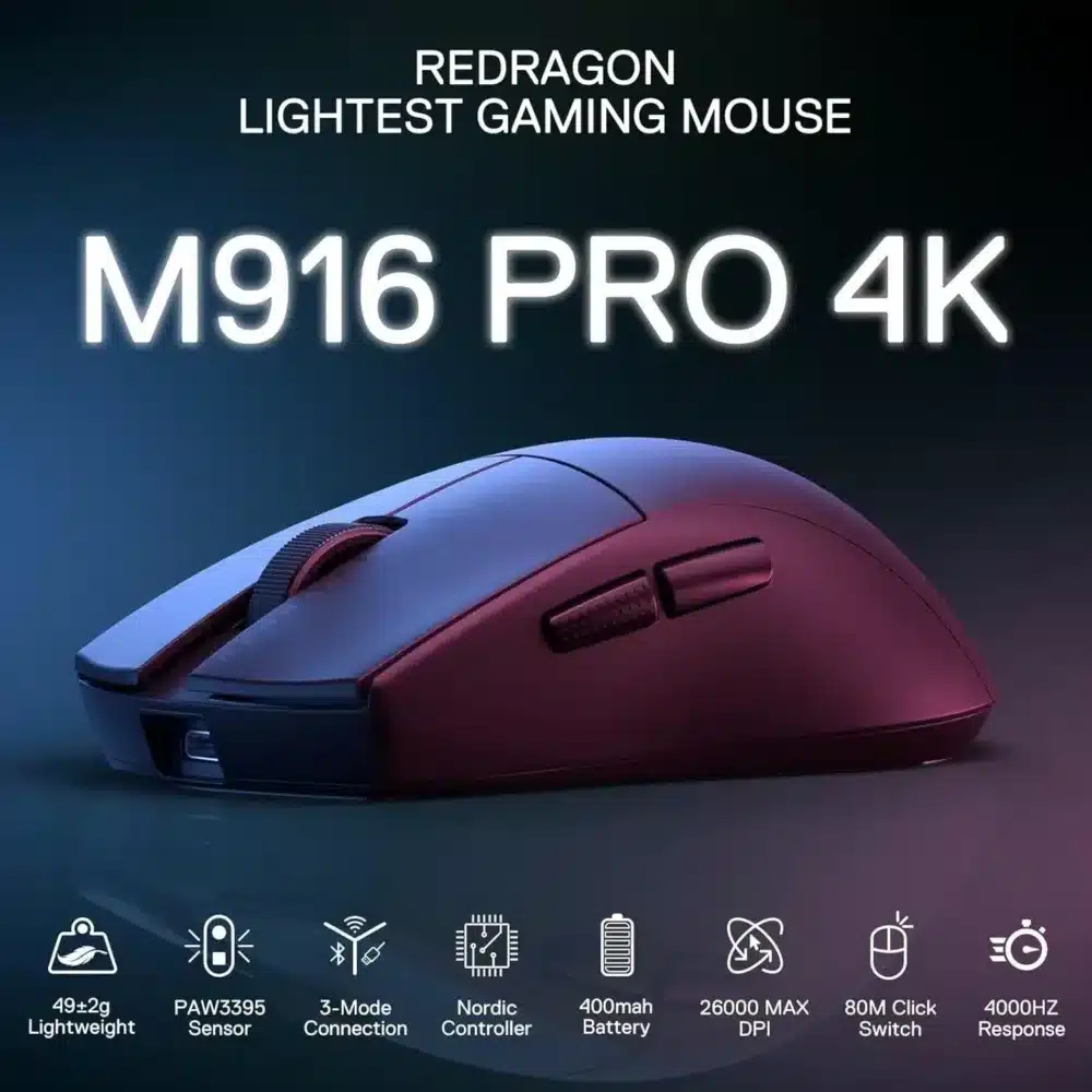 ⁦Redragon M916 PRO 3-Mode Wireless Gaming Mouse 4K (26000 DPI)⁩ - الصورة ⁦8⁩