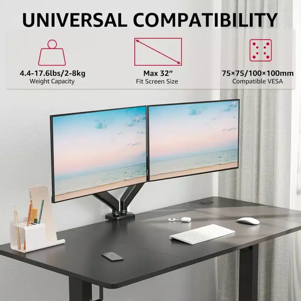 ⁦Redragon GMK915 IVORY Dual Monitor Mount⁩ - الصورة ⁦2⁩