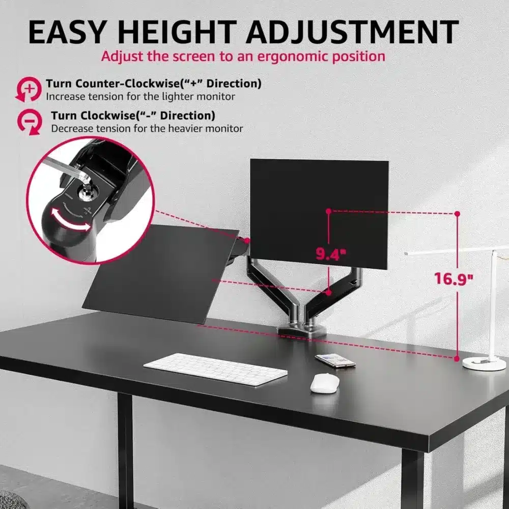 ⁦Redragon GMK915 IVORY Dual Monitor Mount⁩ - الصورة ⁦4⁩