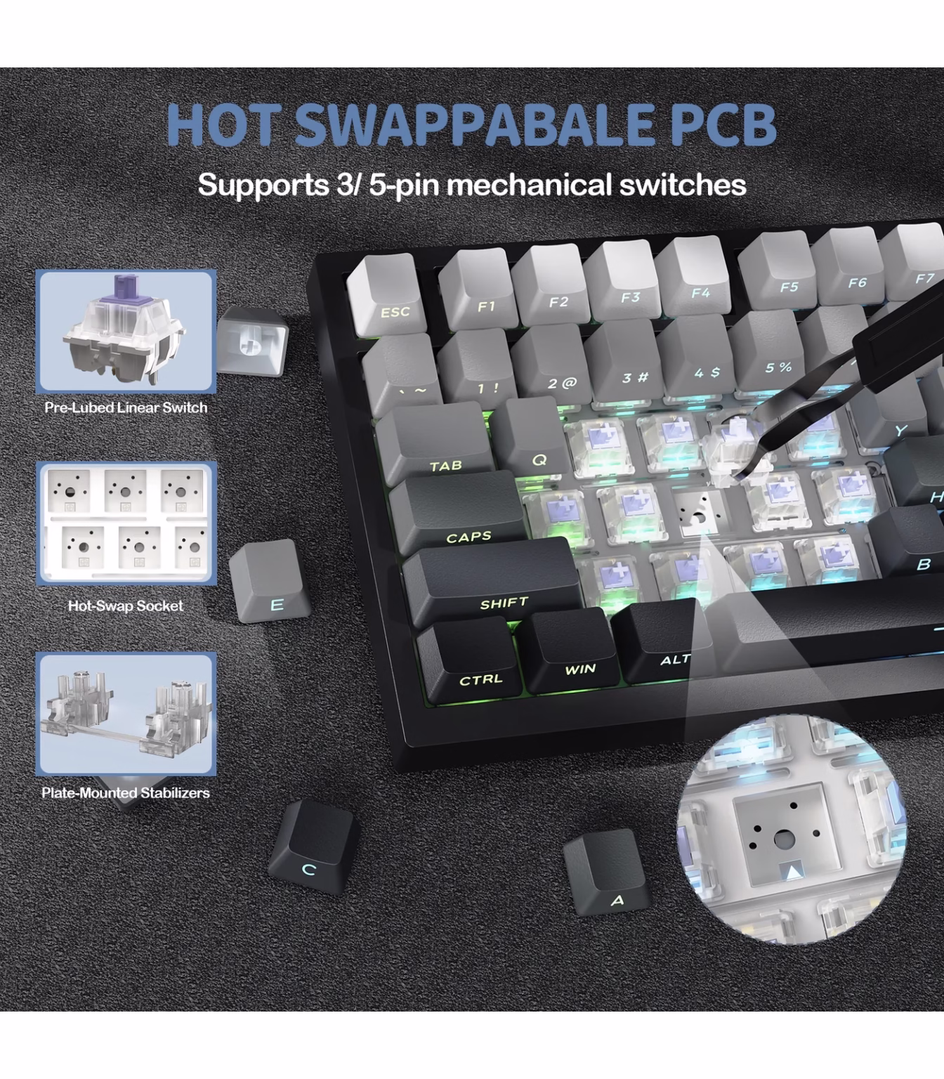⁦ATTACK SHARK X820Ultra Tri-mode Gasket Mechanical Keyboard⁩ - الصورة ⁦7⁩