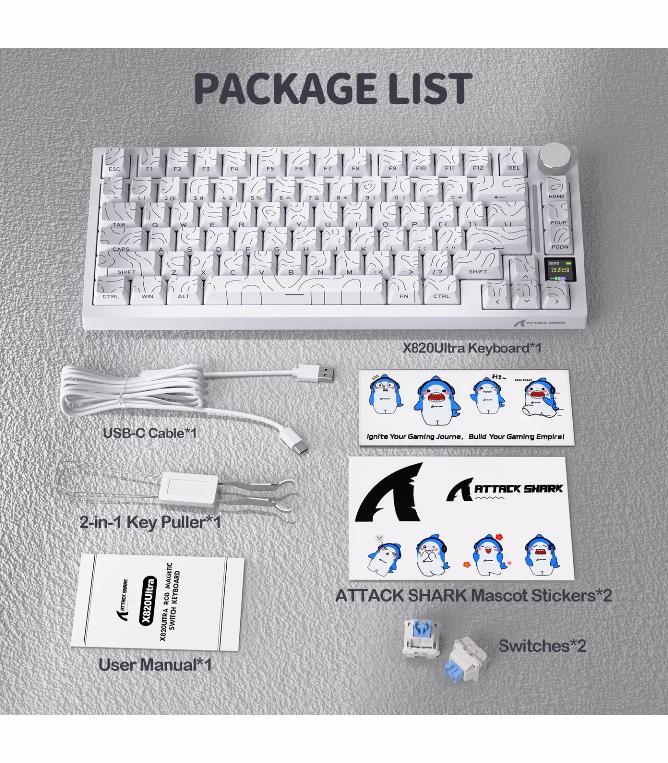 ⁦ATTACK SHARK X820Ultra Tri-mode Gasket Mechanical Keyboard⁩ - الصورة ⁦14⁩