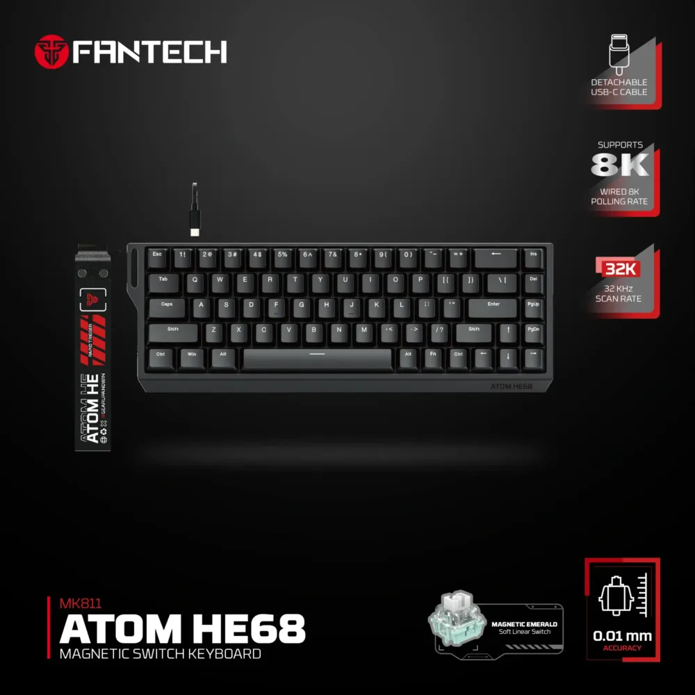 ⁦Fantech MK811 ATOM HE68 MAGNETIC Switch Keyboard⁩ - الصورة ⁦2⁩