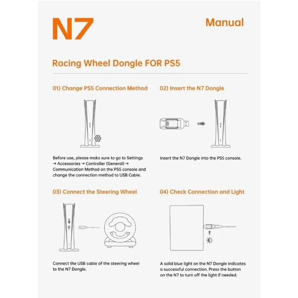 ⁦PXN N7 USB Wireless Receiver Converter, For PXN Racing Wheels On PlayStation 5 PS5⁩ - الصورة ⁦5⁩