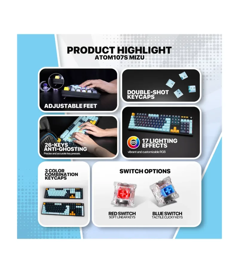 ⁦Mechanical Keyboard Atom107S MK893S⁩ - الصورة ⁦3⁩