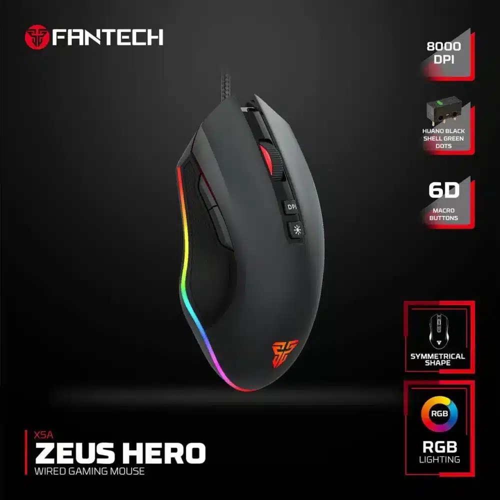 ⁦Fantech ZEUS HERO X5A Wired Gaming Mouse⁩ - الصورة ⁦2⁩