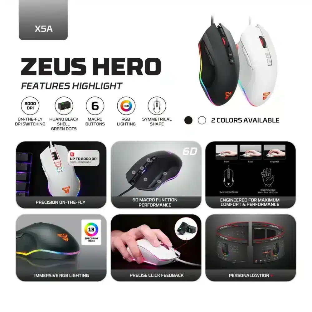 ⁦Fantech ZEUS HERO X5A Wired Gaming Mouse⁩ - الصورة ⁦4⁩