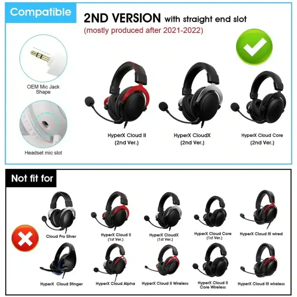 ⁦Mic Replacement for HyperX Cloud II Gaming Headset 3.5mm⁩ - الصورة ⁦3⁩