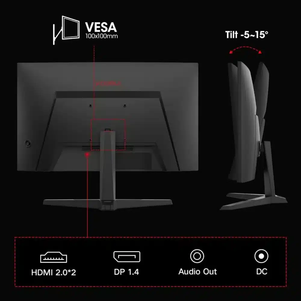 ⁦KOORUI 27E6QCA 27-inch QHD 180Hz Curved Gaming Monitor⁩ - الصورة ⁦5⁩