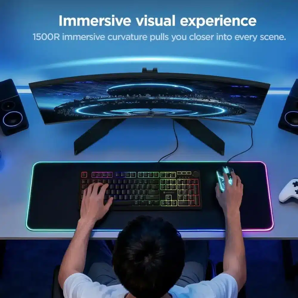⁦KOORUI 27E6QCA 27-inch QHD 180Hz Curved Gaming Monitor⁩ - الصورة ⁦6⁩