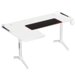 Twisted Minds WARRIOR L Shaped Gaming Desk RGB Left - White - TM-Y-LW-RGB