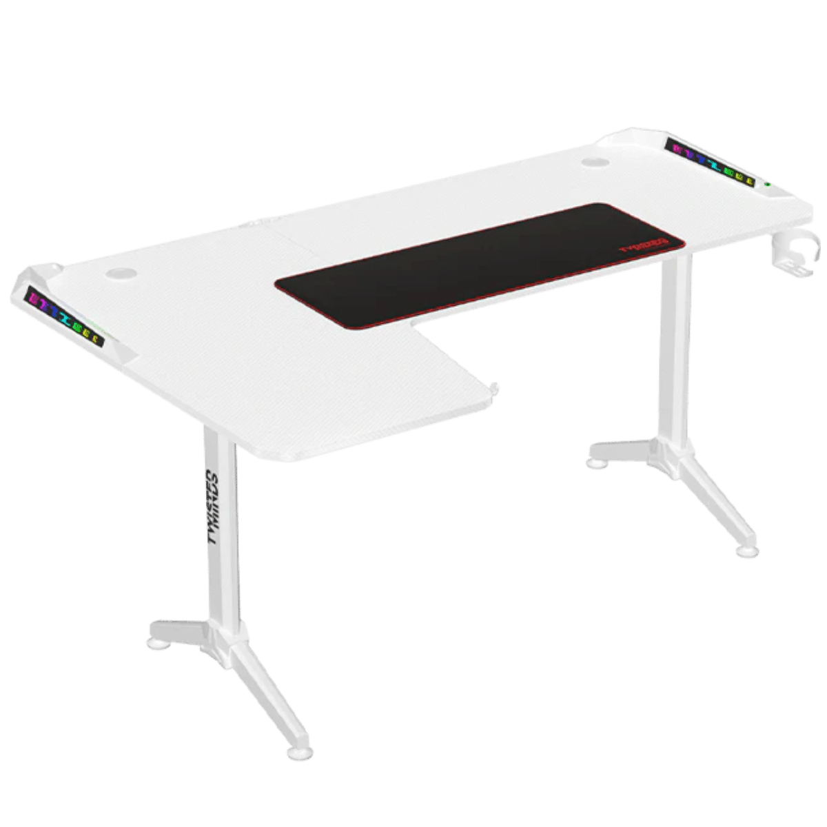 Twisted Minds WARRIOR L Shaped Gaming Desk RGB Left - White - TM-Y-LW-RGB