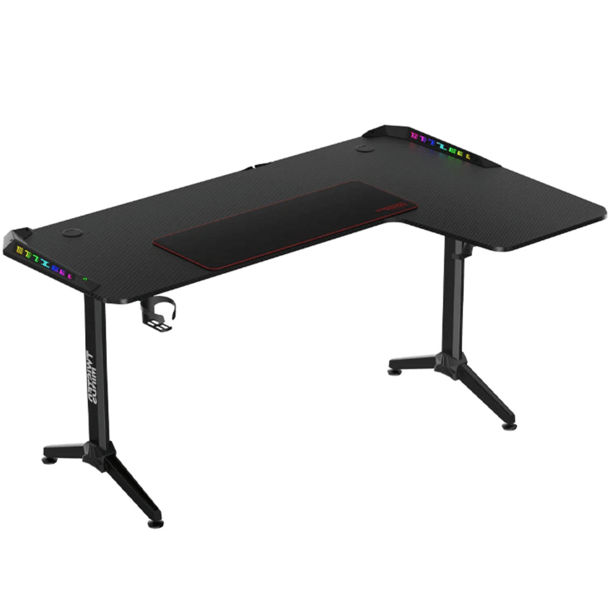 Twisted Minds WARRIOR L Shaped Gaming Desk RGB Right - Black - TM-Y-RB-RGB