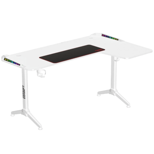 Twisted Minds WARRIOR L Shaped Gaming Desk RGB Right - White - TM-Y-RW-RGB